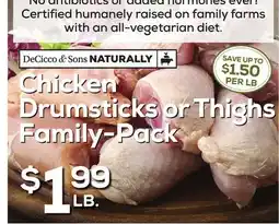 DeCicco & Sons Chicken Drumsticks or Thighs offer