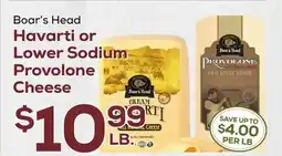 DeCicco & Sons Boar's Head Havarti or Lower Sodium Provolone Cheese offer