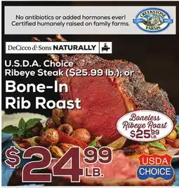 DeCicco & Sons U.S.D.A. Choice Bone-In Rib Roast offer