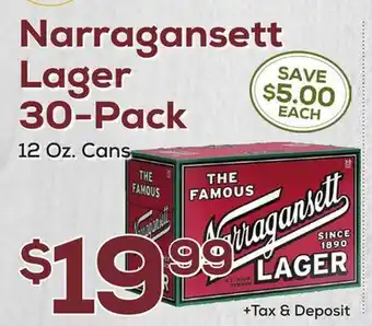 DeCicco & Sons Narragansett Lager 30-Pack offer