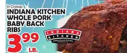 Bravo Supermarkets INDIANA KITCHEN WHOLE PORK BABY BACK RIBS offer