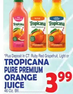 Bravo Supermarkets TROPICANA PURE PREMIUM ORANGE JUICE offer
