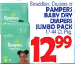 Bravo Supermarkets PAMPERS BABY DRY DIAPERS JUMBO PACK offer
