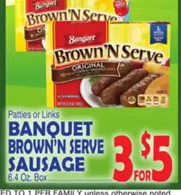 Bravo Supermarkets BANQUET BROWN'N SERVE SAUSAGE offer
