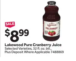 Stop&Shop Lakewood Pure Cranberry Juice offer