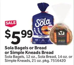 Stop&Shop Sola Bagels or Bread or Simple Kneads Bread offer
