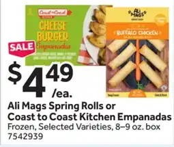Stop&Shop Ali Mags Spring Rolls or Coast to Coast Kitchen Empanadas offer