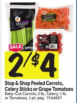 Stop&Shop Stop & Shop Peeled Carrots, Celery Sticks or Grape Tomatoes offer