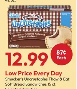 Stater Bros Smucker's Uncrustables Thaw & Eat Soft Bread Sandwiches offer