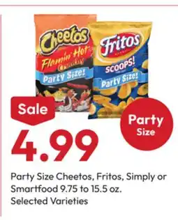 Stater Bros Party Size Cheetos, Fritos, Simply or Smartfood offer