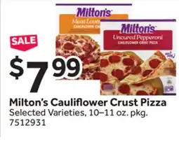 Stop&Shop Milton's Cauliflower Crust Pizza offer