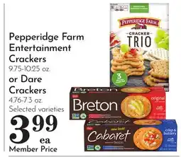 Pavilions Pepperidge Farm Entertainment Crackers 9.75-10.25 oz. or Dare Crackers 4.76-7.3 oz offer