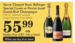 Pavilions Veuve Clicquot Rosé, Bollinger Special Cuvée or Perrier-Jouët Grand Brut Champagne offer