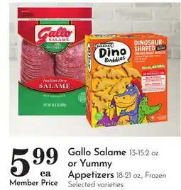 Pavilions Gallo Salame 13-15.2 oz. or Yummy Appetizers 18-21 oz offer