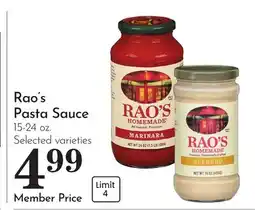 Pavilions Rao's Pasta Sauce offer