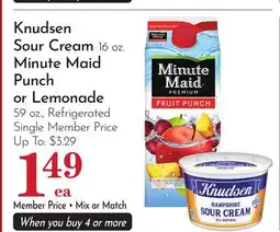 Pavilions Knudsen Sour Cream 16 oz. Minute Maid Punch or Lemonade 59 oz offer