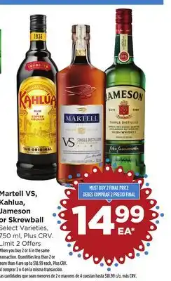 Food 4 Less Martell VS, Kahlua, Jameson or Skrewball offer