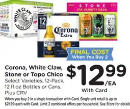 Ralphs Corona, White Claw, Stone or Topo Chico offer