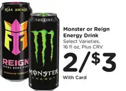 Ralphs Monster or Reign Energy Drink offer