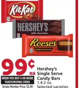 Vons Hershey's Single Serve Candy Bars offer
