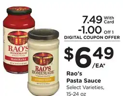 Ralphs Rao's Pasta Sauce offer