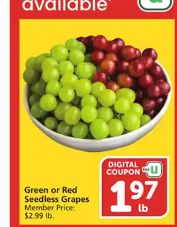 Vons Green or Red Seedless Grapes offer