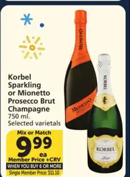 Vons Korbel Sparkling or Mionetto Prosecco Brut Champagne offer