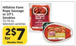 Vons Hillshire Farm Rope Sausage or LIT'L Smokies offer