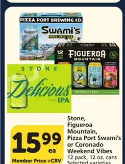 Vons Stone, Figueroa Mountain, Pizza Port Swami's or Coronado Weekend Vibes offer