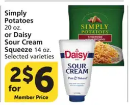 Vons Simply Potatoes 20 oz. or Daisy Sour Cream Squeeze 14 oz offer