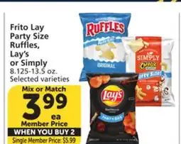 Vons Frito Lay Party Size Ruffles, Lay's or Simply offer