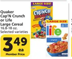 Albertsons Quaker Cap'N Crunch or Life Large Cereal offer