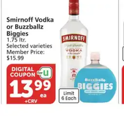 Albertsons Smirnoff Vodka or Buzzballz Biggies offer