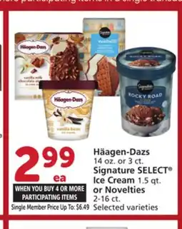 Albertsons Häagen-Dazs 14 oz. or 3 ct. Signature SELECT Ice Cream 1.5 qt. or Novelties 2-16 ct offer
