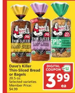 Albertsons Dave's Killer Thin-Sliced Bread or Bagels offer
