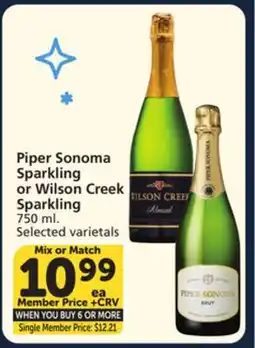 Albertsons Piper Sonoma Sparkling or Wilson Creek Sparkling offer