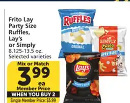 Albertsons Frito Lay Party Size Ruffles, Lay's or Simply offer