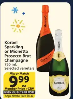 Albertsons Korbel Sparkling or Mionetto Prosecco Brut Champagne offer