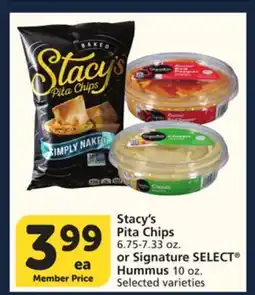 Albertsons Stacy's Pita Chips 6.75-7.33 oz. or Signature SELECT Hummus 10 oz offer