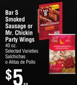 Smart & Final Bar S Smoked Sausage or Mr. Chickin Party Wings offer