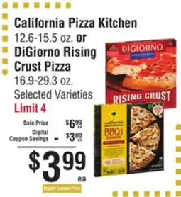 Smart & Final California Pizza Kitchen 12.6-15.5 oz. or DiGiorno Rising Crust Pizza 16.9-29.3 oz offer