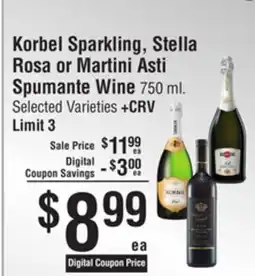 Smart & Final Korbel Sparkling, Stella Rosa or Martini Asti Spumante Wine offer