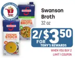 Tony’s Fresh Market Swanson Broth offer