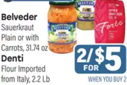 Tony’s Fresh Market Belveder Sauerkraut Plain or with Carrots, 31.74oz Denti Flour Imported from Italy, 2.2Lb offer