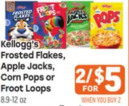 Tony’s Fresh Market Kellogg's Frosted Flakes, Apple Jacks, Corn Pops or Froot Loops offer