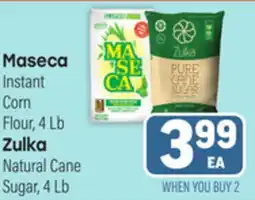 Tony’s Fresh Market Maseca Instant Corn Flour, 4Lb Zulka Natural Cane Sugar, 4Lb offer