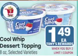 Tony’s Fresh Market Cool Whip Dessert Topping offer