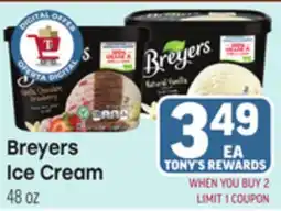 Tony’s Fresh Market Breyers Ice Cream offer
