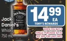 Tony’s Fresh Market Jack Daniel's Whisky offer