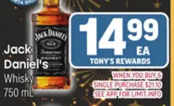 Tony’s Fresh Market Jack Daniel's Whisky offer